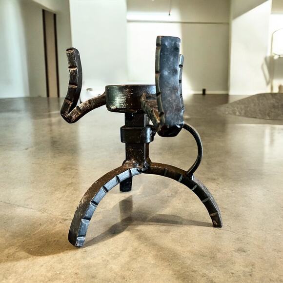 Wrought Iron Candle Holder-Brutalist-Castle-Gothic-Abstract-Vintage-Modern Art - Picture 6 of 8